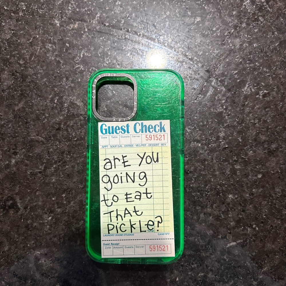 Green Phone Case with Humorous Design